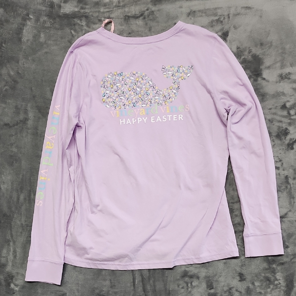 Vineyard Vines Lavender Long Sleeve purple Happy Easter Tee sz Medium - Picture 4 of 10